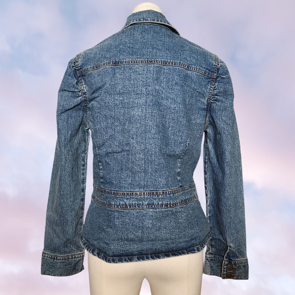 Vtg 90s Y2k Rhinestone Gem Studded Bratz Trendy Collared Denim Jacket Sz 10 - Picture 5 of 8